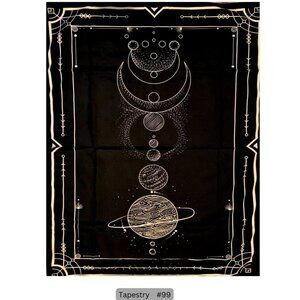 Black Cosmic Moon Space Tapestry Hanging Wall Decor